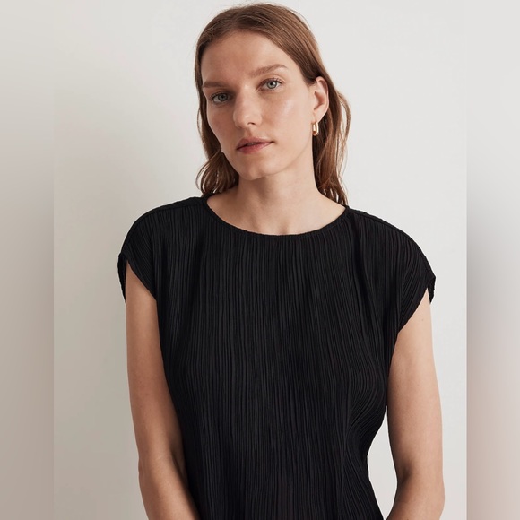 Madewell NWT Plisse Mini Dress Brand New 00 Black - Picture 4 of 7
